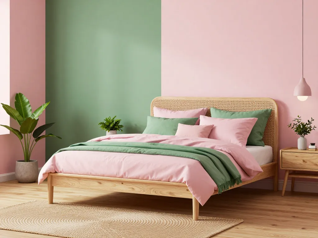 idées aménager chambre rose et verte