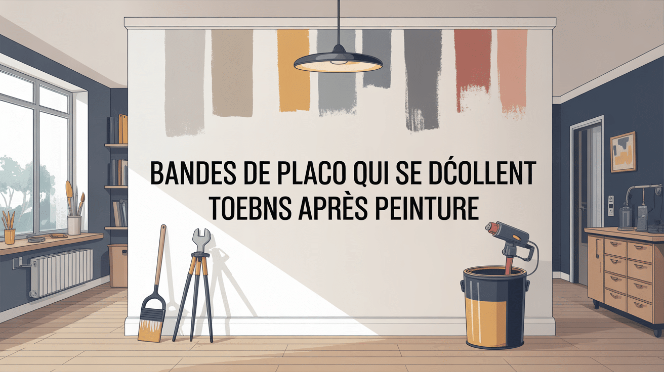 illustration bandes placo qui se décolle après peinture mur moderne