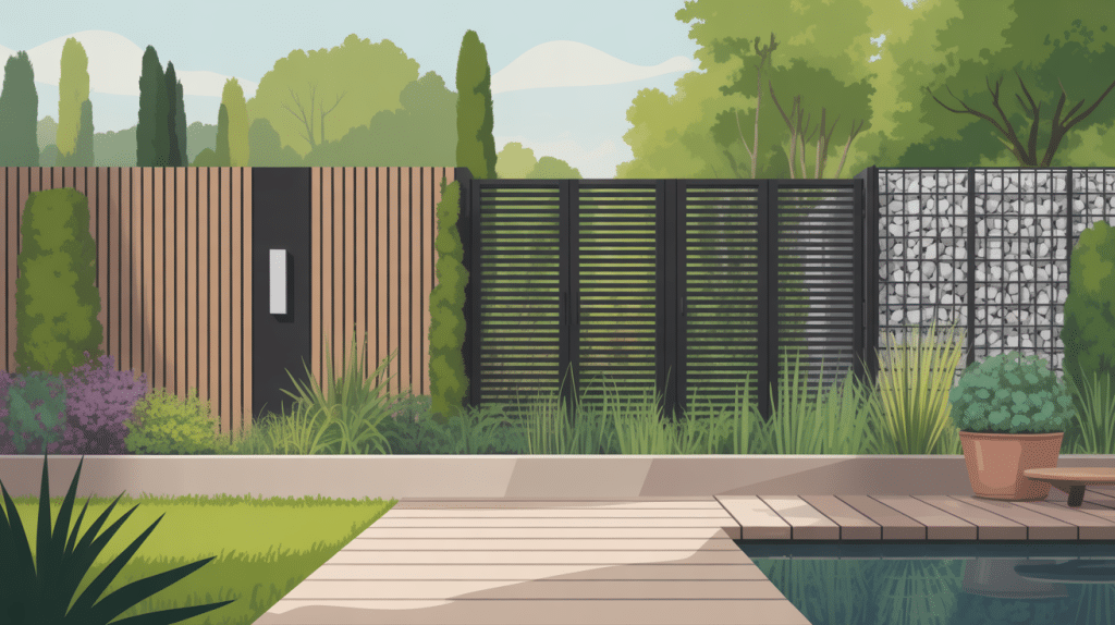 cloture jardin moderne matériaux aluminium bois gabion composite