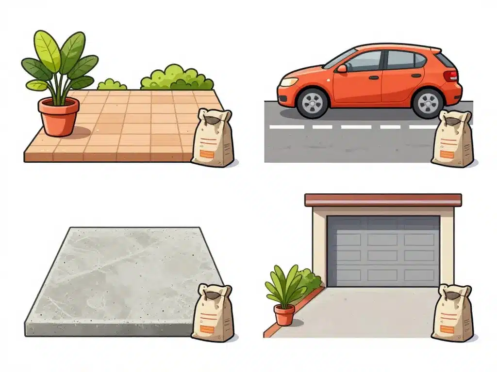 combien de sac de béton tout prêt pour 1m2 selon épaisseur type d’ouvrage