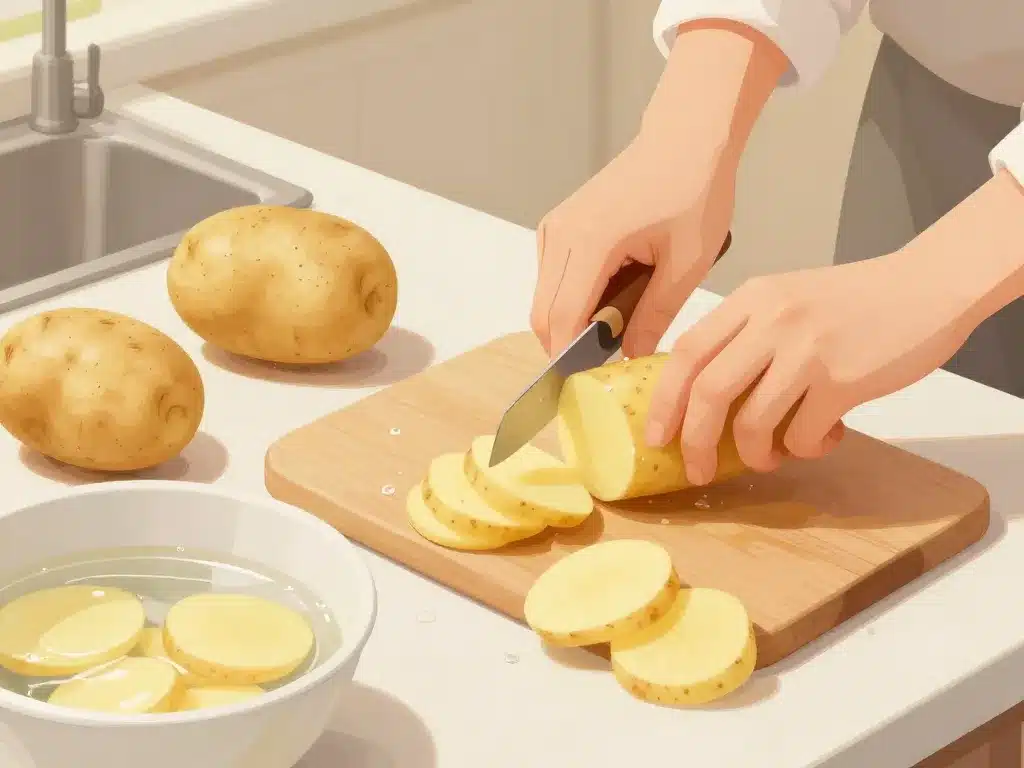 Sélection et découpe de pommes de terre pour frite ronde