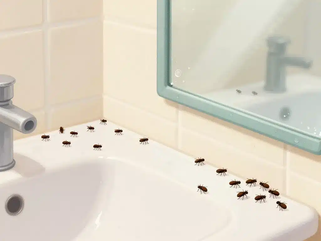 petite mouche d'humidité sur surface humide en maison