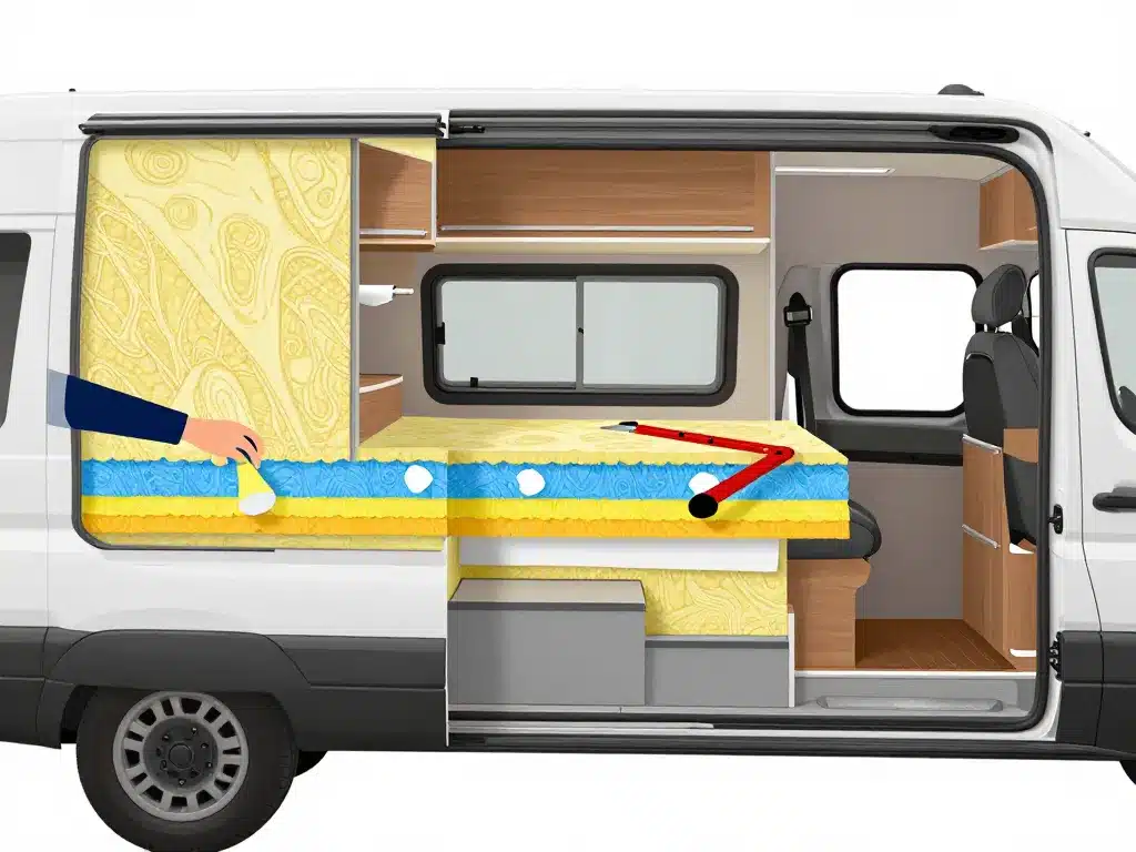 Schéma étapes isolation intérieure caravane