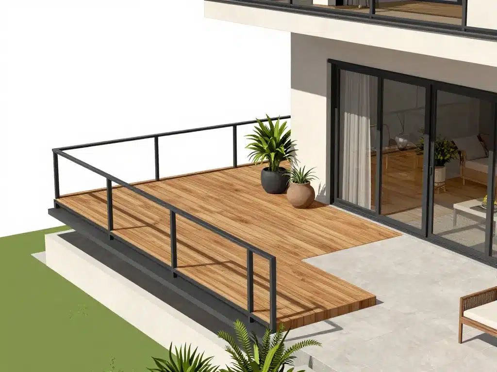 matériaux design terrasse sur pilotis moderne structure et textures