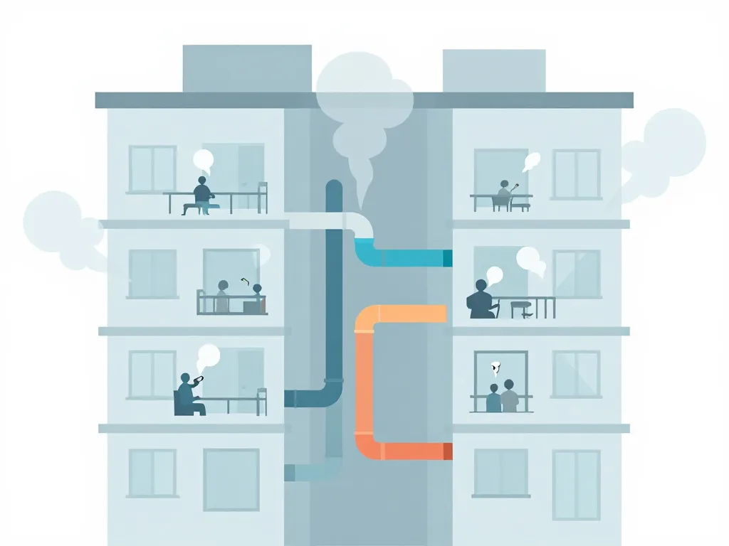 Schéma odeur cigarette voisin VMC entre logements