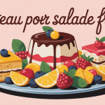quel gâteau servir avec une salade de fruits, assiette élégante, gâteaux légers et salade de fruits colorée