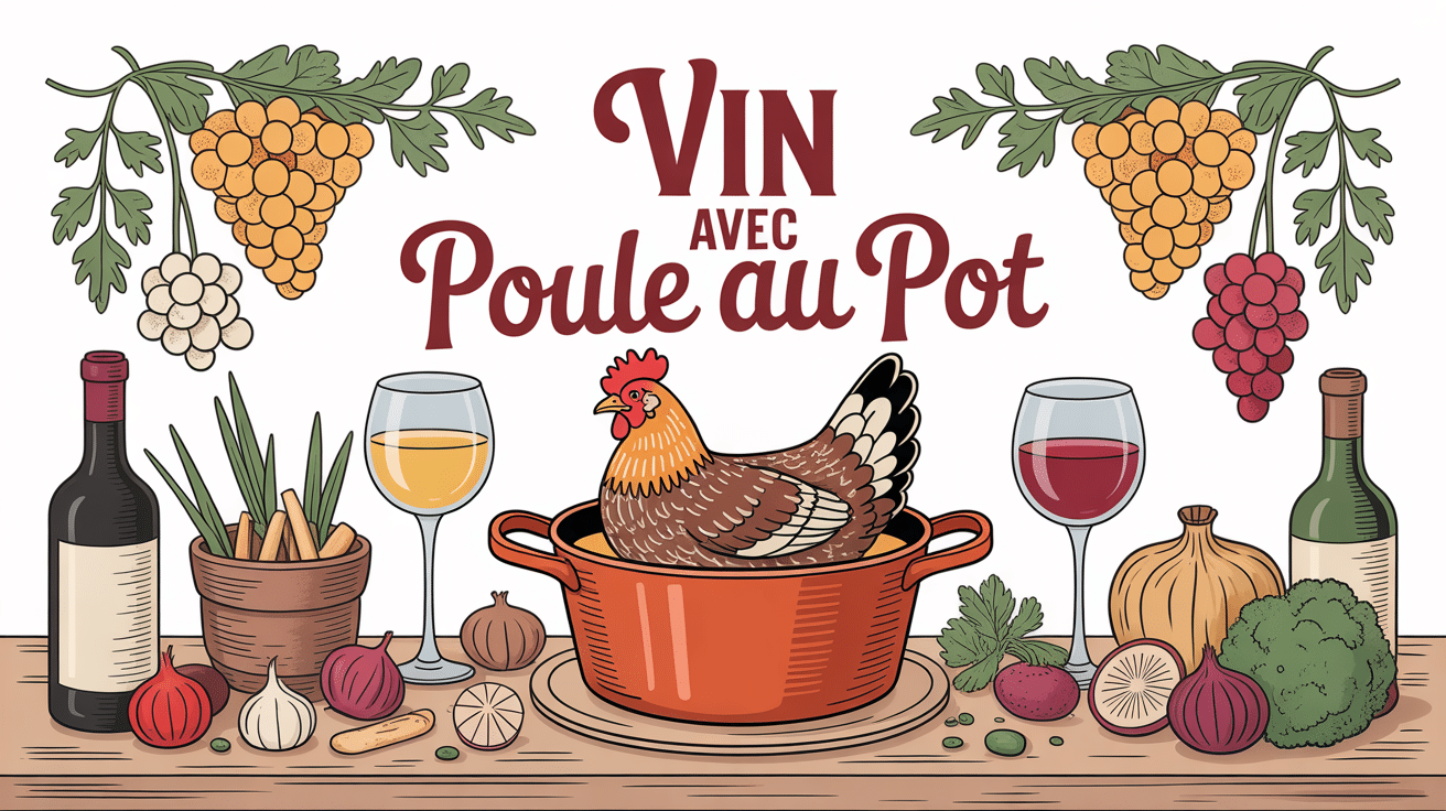 Image centrale quel vin avec une poule au pot table élégante
