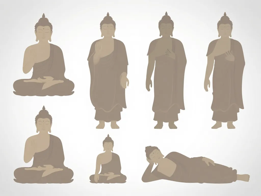 statue bouddha diagramme des postures et gestes