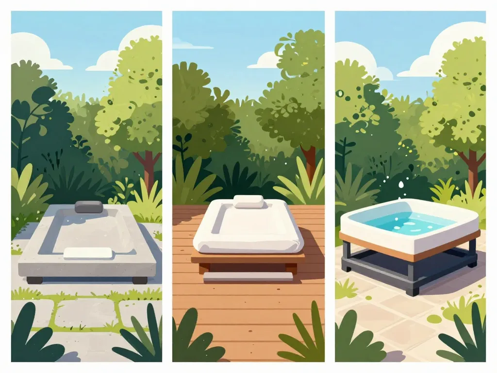 Illustration des principales options de support spa extérieur