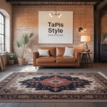 Tapis pour style industriel au centre d'un loft moderne