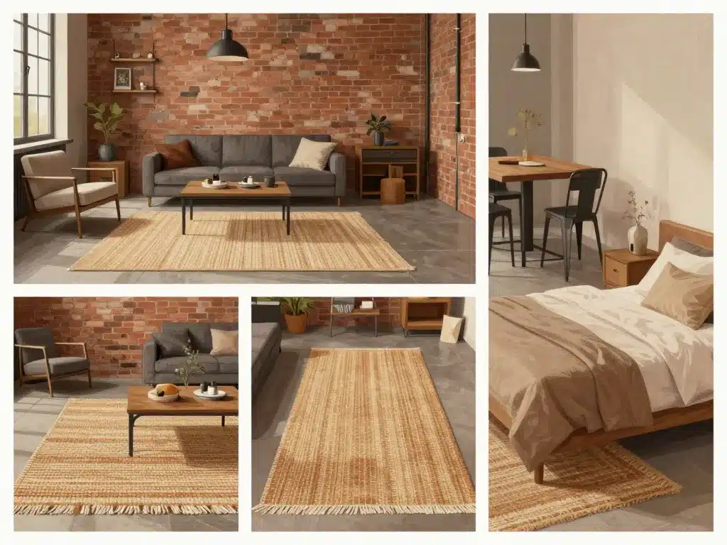 Tapis pour style industriel dans salon, salle à manger et chambre