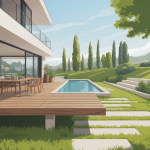 terrasse sur pilotis moderne maison contemporaine vue jardin