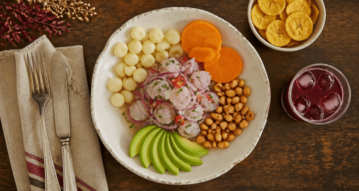 accompagnement ceviche dorade péruvienne assiette garnie