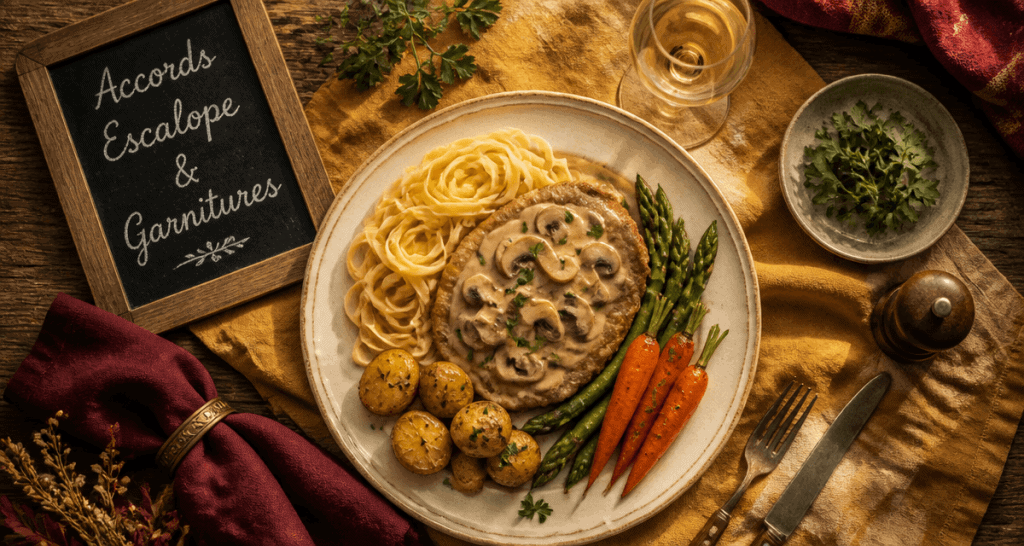 Accompagnement escalopes de veau, crème et champignons