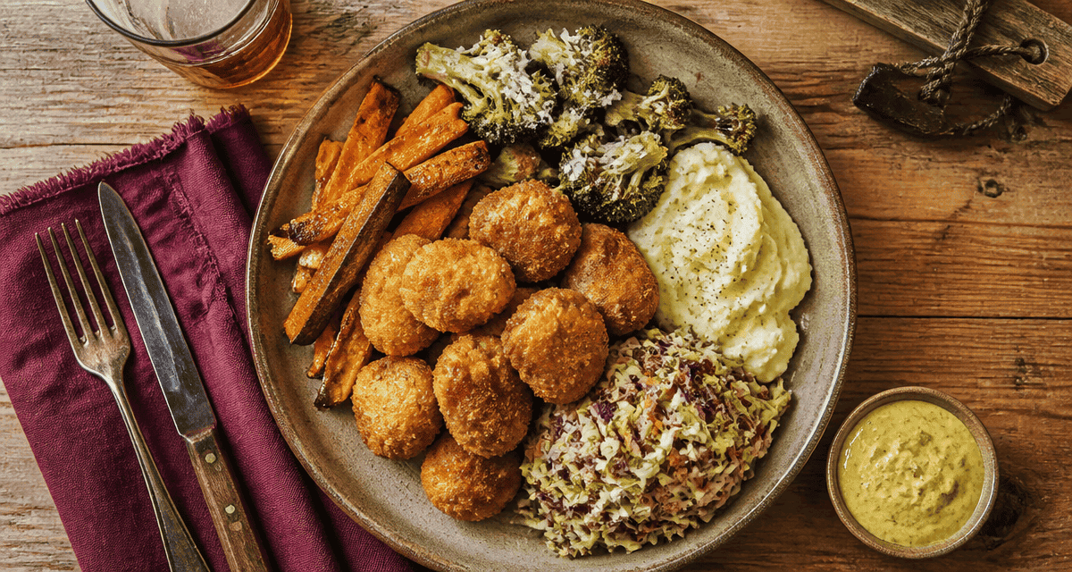 accompagnement nuggets maison assiette légumes