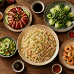 accompagnement riz cantonais sur table asiatique