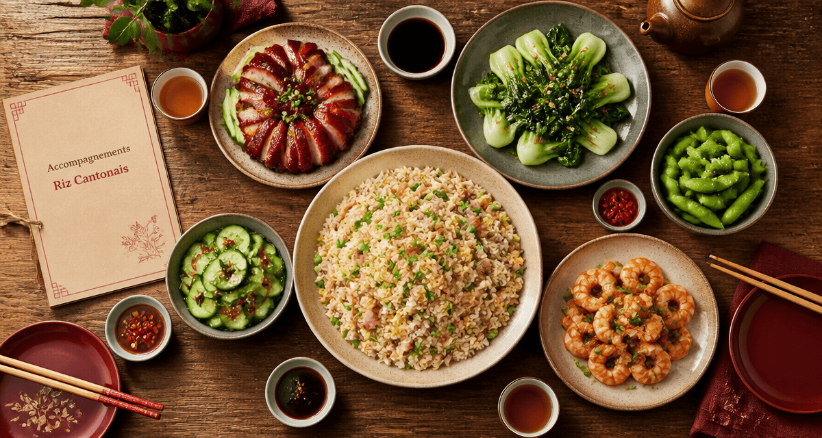 accompagnement riz cantonais sur table asiatique