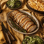 accompagner un roti orloff sur table avec garnitures de saison