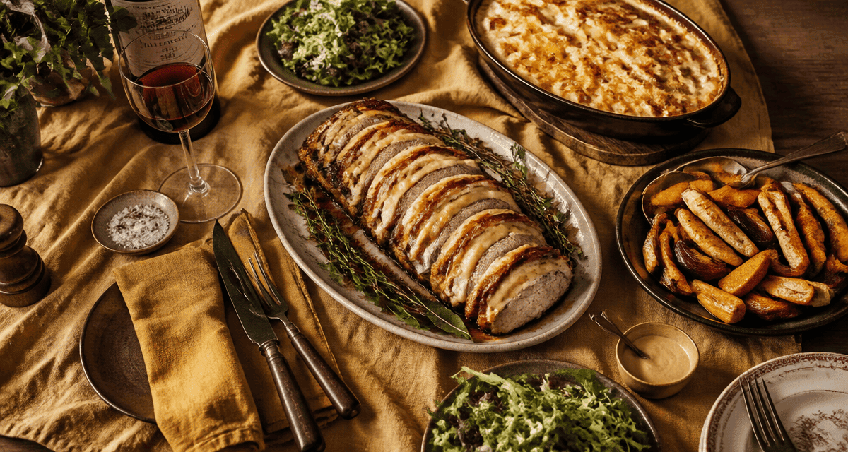 accompagner un roti orloff sur table avec garnitures de saison