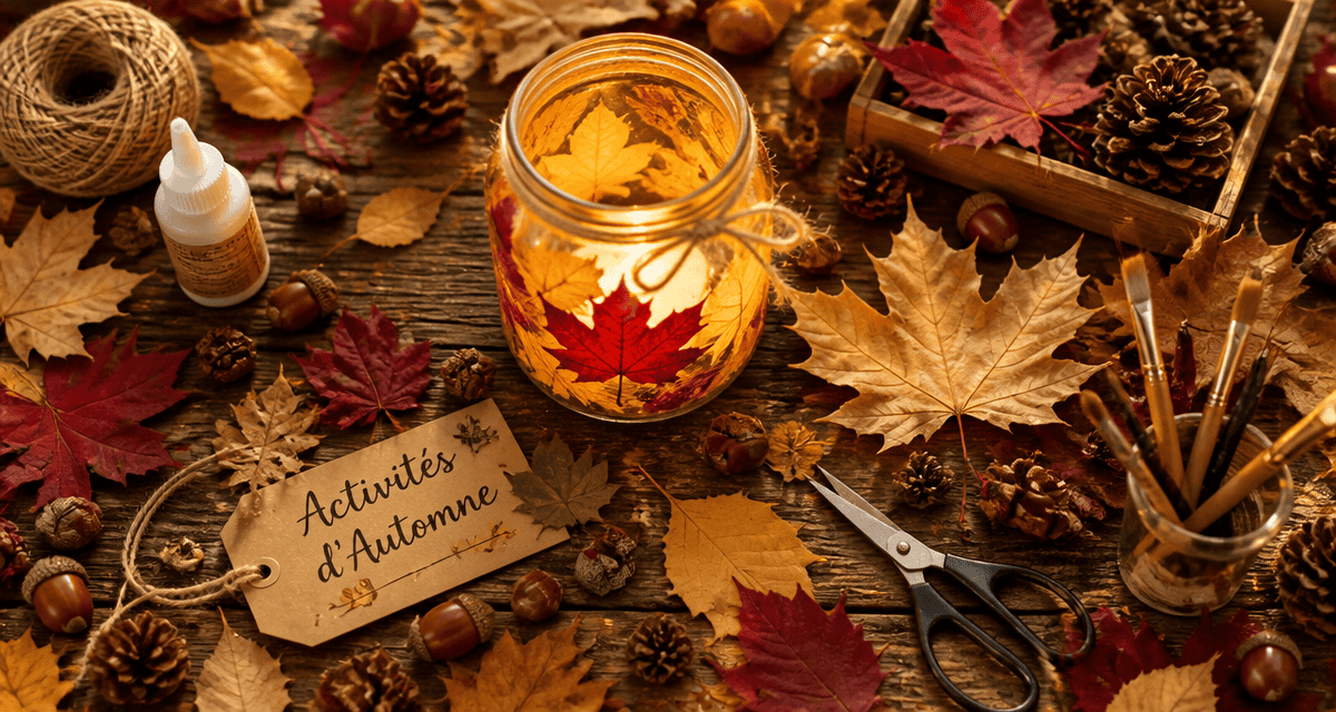 activité manuelle automne table feuilles glands