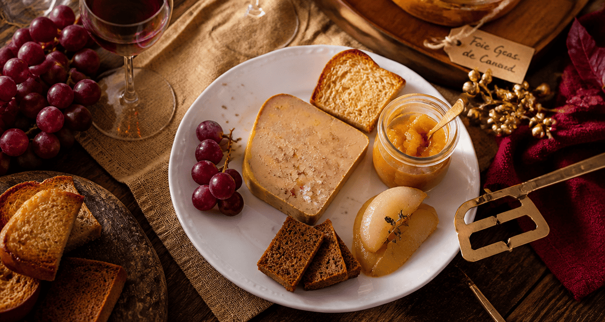 avec quoi servir le foie gras sur une table de fête rustique
