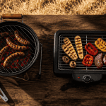 barbecue charbon ou electrique sur table rustique