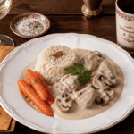 blanquette de veau accompagnement avec riz et légumes