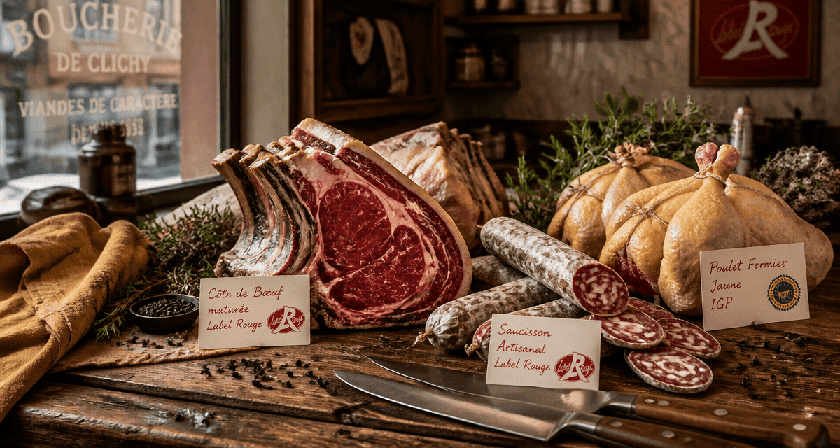 Boucherie Clichy comptoir traditionnel viandes Label Rouge