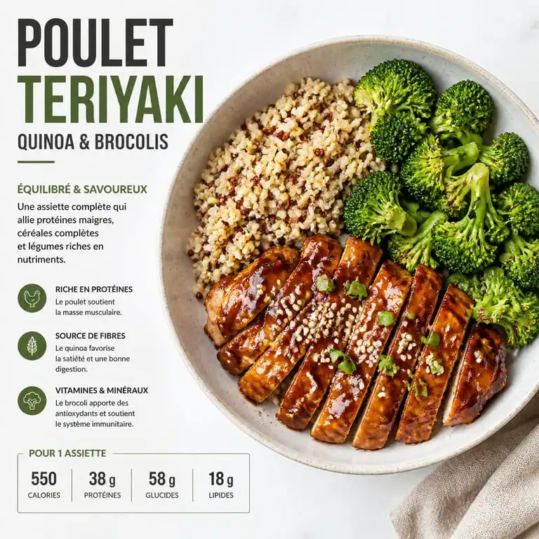 Recette riche en proteine musculation : poulet teriyaki et quinoa