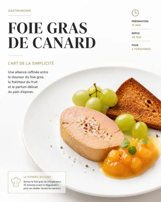 Foie gras de canard servi avec chutney de mangue et pain d'épices