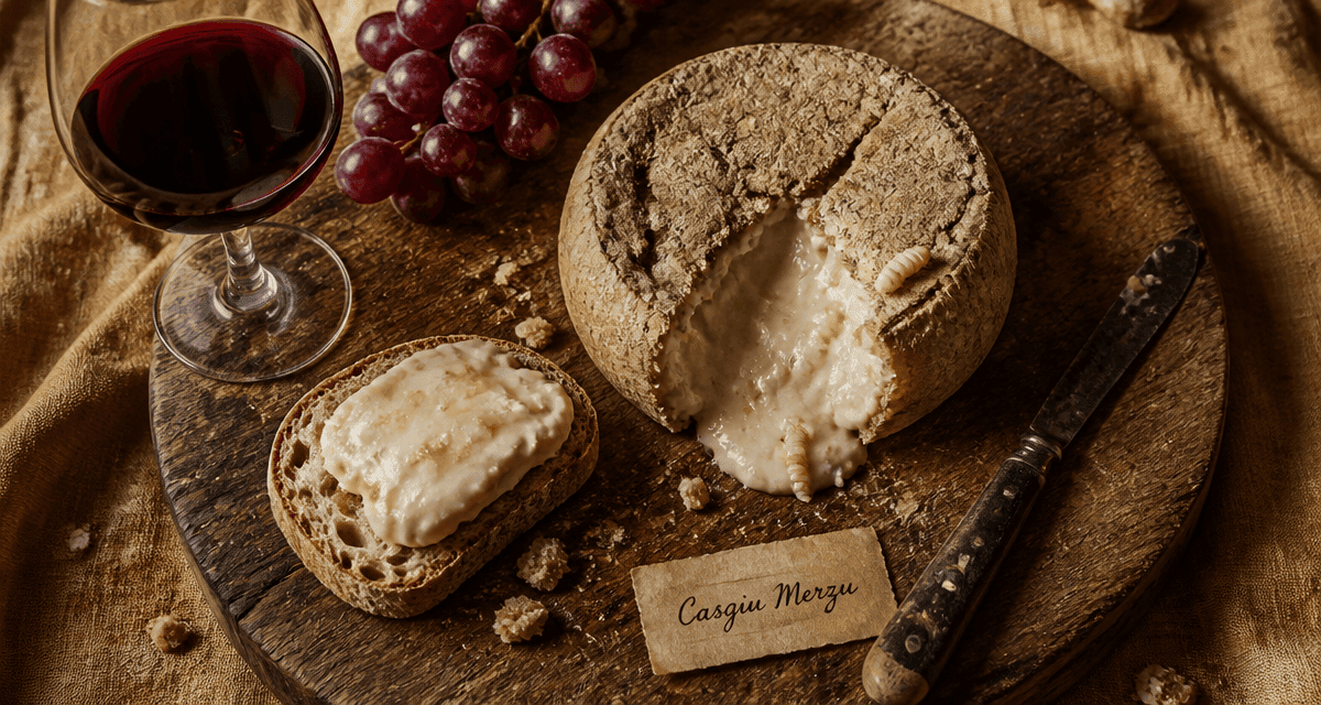 fromages corses avec vers Casgiu Merzu sur planche