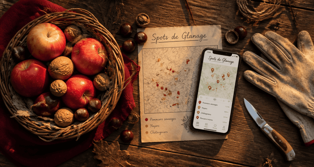 glanage autour de moi panier pommes noix châtaignes carte