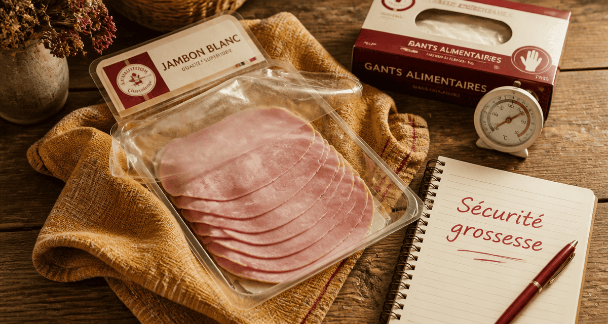 jambon blanc enceinte sur plan de travail rustique