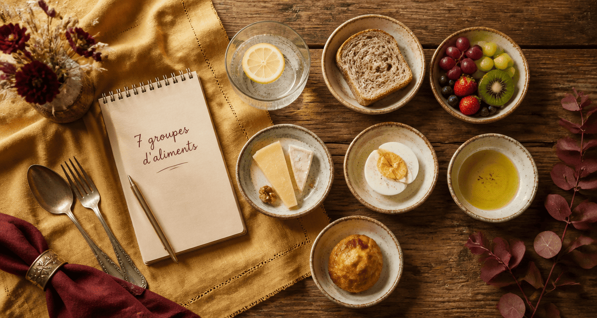 les 7 groupes d aliments tableau bols variés sur table