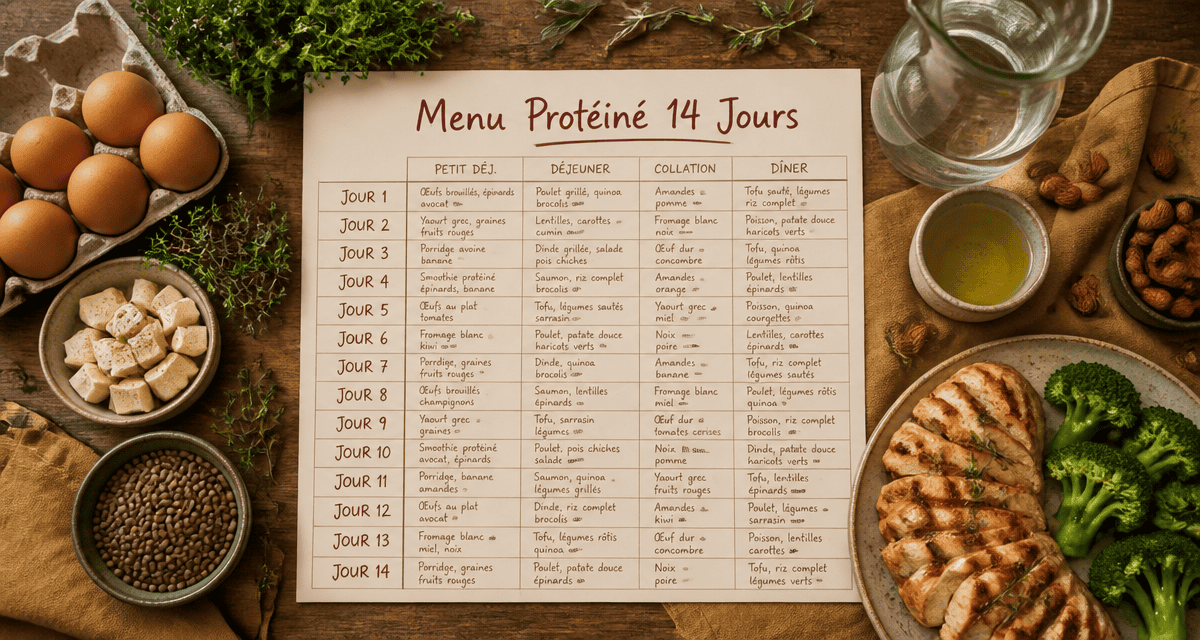 menu regime proteine 2 semaines planning alimentaire