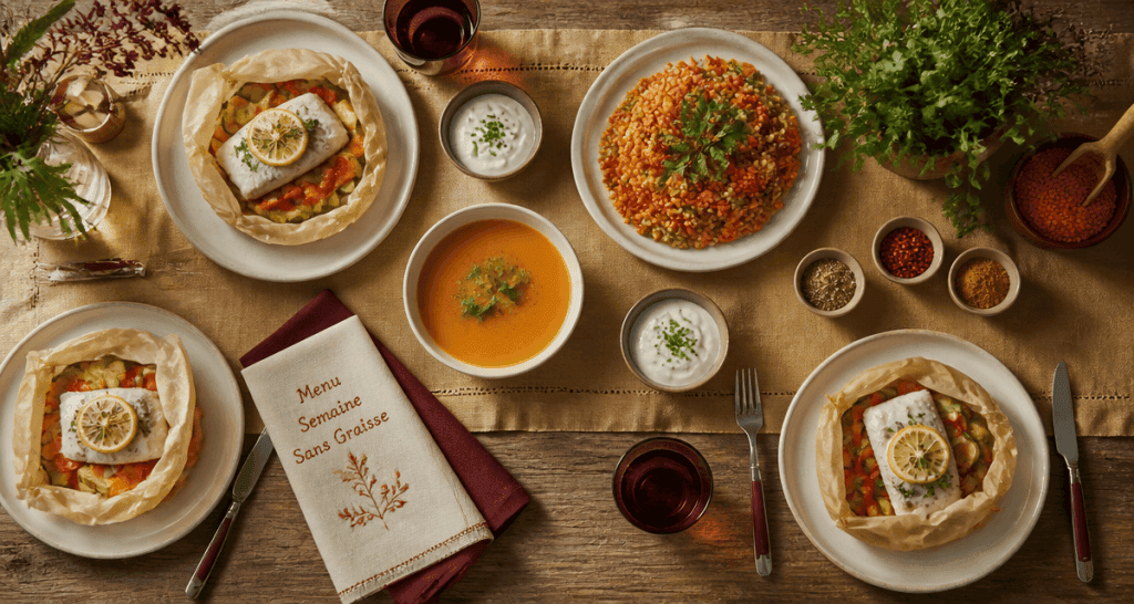 menu semaine sans graisse plats vapeur colorés