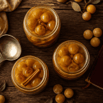 Mirabelle au sirop sans stérilisation en bocaux sur table rustique