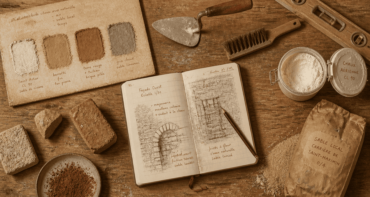 outils restauration enduit patrimoine sur table