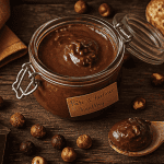 pate a tartiner healthy maison noisette chocolat sur table rustique
