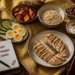 prise de masse musculaire aliments sur table rustique