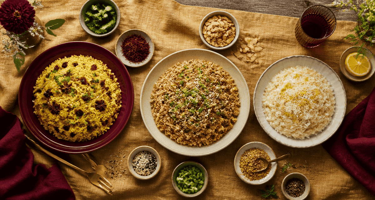 Riz en accompagnement recettes trois assiettes variées