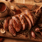 Sauce gigot d'agneau fond de veau sur planche