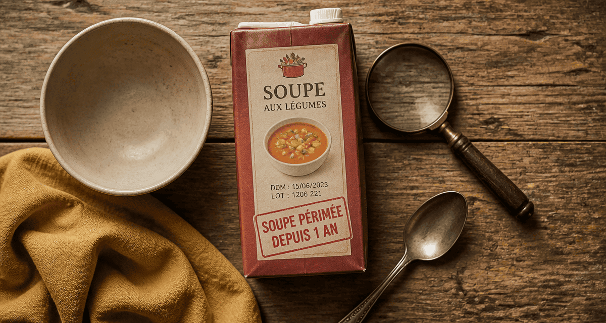 soupe perimee depuis 1 an sur table rustique