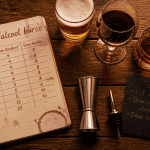 tableau dose alcool bar cl avec verres et carnet