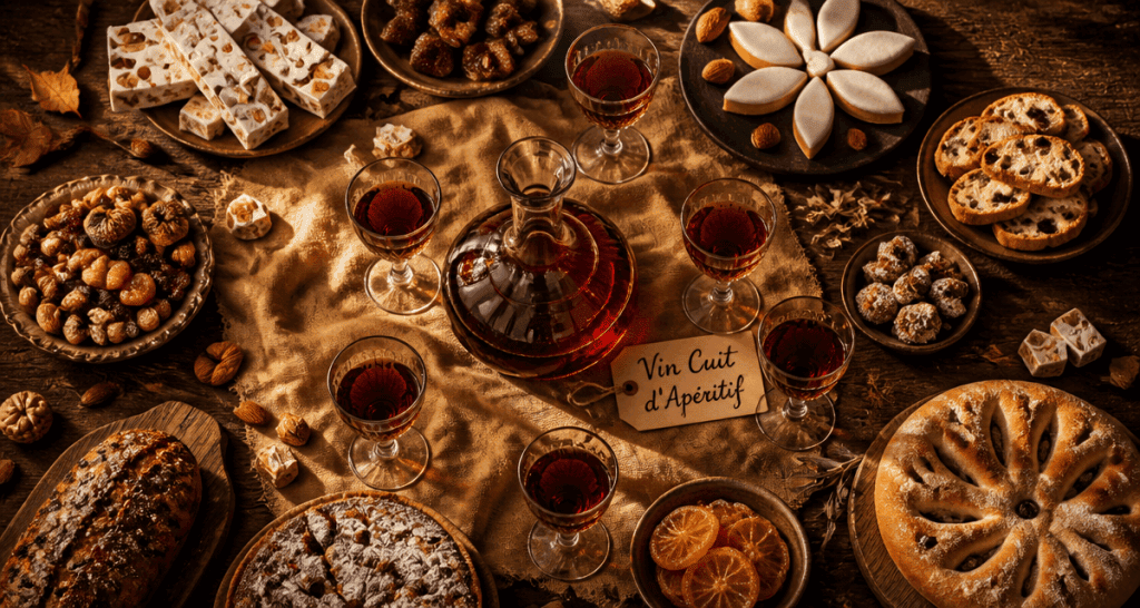 vin cuit apéritif français carafe et desserts provençaux