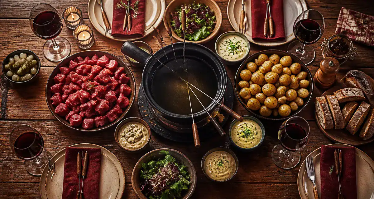 accompagnement fondue bourguignonne caquelon sauces et garnitures