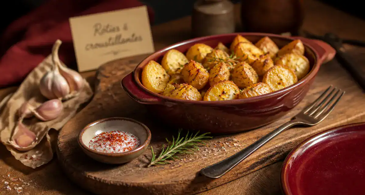Accompagnement de pommes de terre rôties croustillantes double cuisson