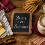 beurre saindoux sur plan de travail rustique