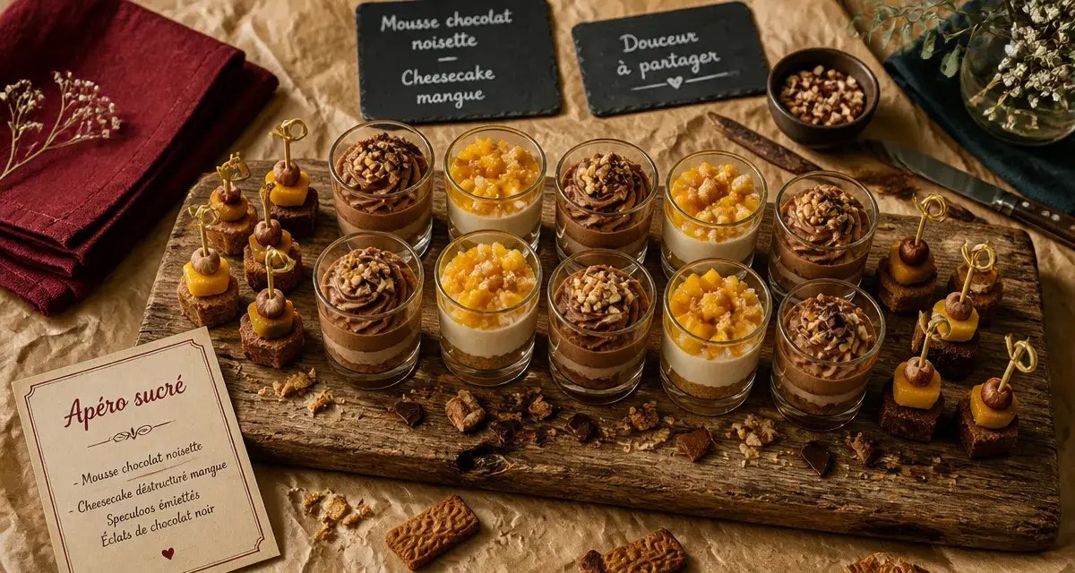 Dessert apéro dinatoire : mini-verrines sucrées sans couverts