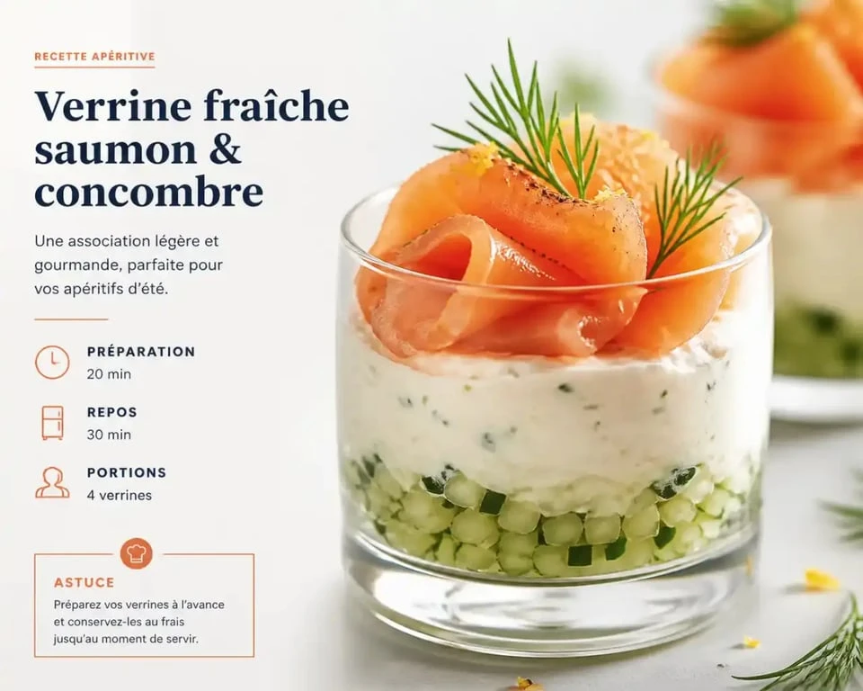 Verrine apéro à congeler prête à être dégustée avec une décoration fraîche